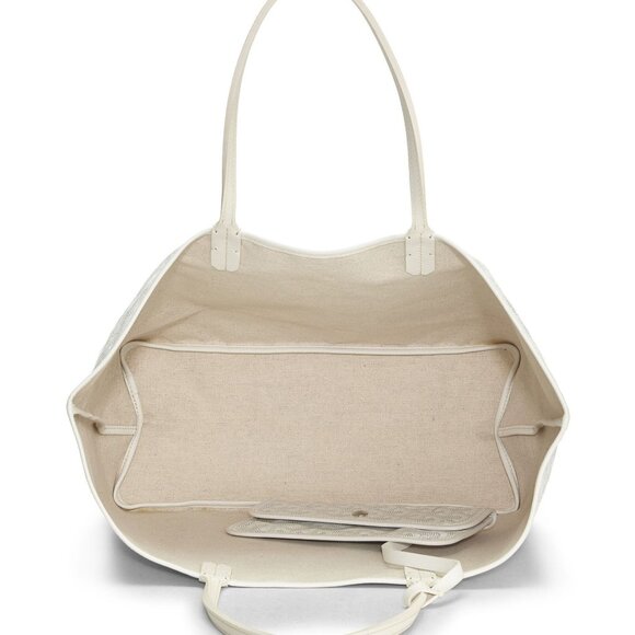 Authentic Goyard Goyardine Saint Louis PM White Shoulder Tote Bag & Pouch Wallet - Picture 7 of 14